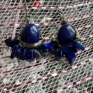 Bold Blue Stone Drop Earrings - Women Jewelry